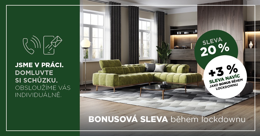 Lockdown sleva 20% + další 3% jako BONUS pokud podepíšete objednávku během lockdownu!